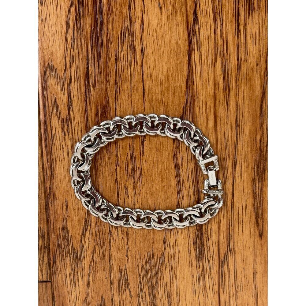 B16 Monet Vintage Silver Tone Chunky Chain Bracelet Statement Old Money Y2K - Picture 2 of 9